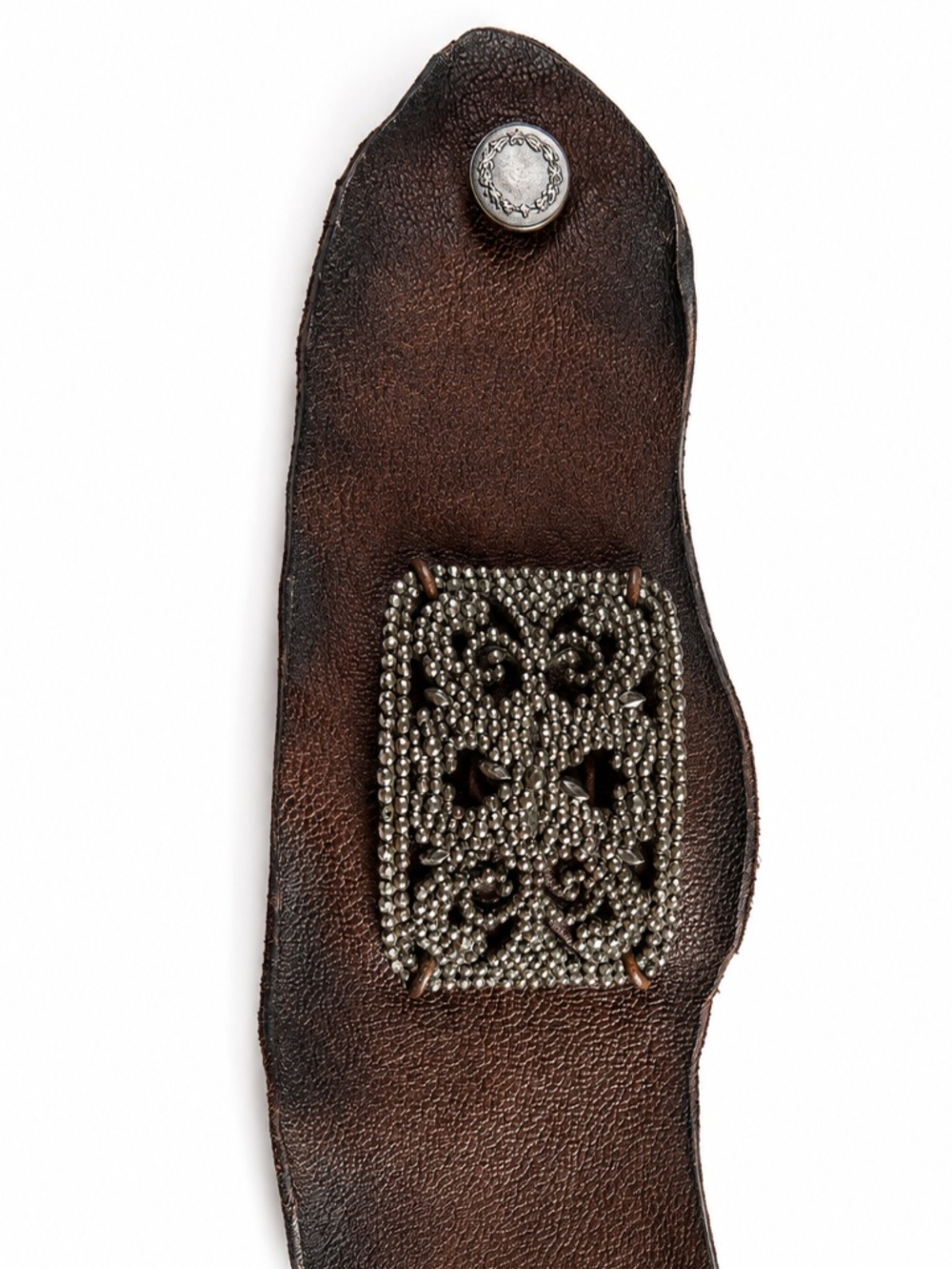 Paula Carvalho Leather and Metal Cuff Bracelet